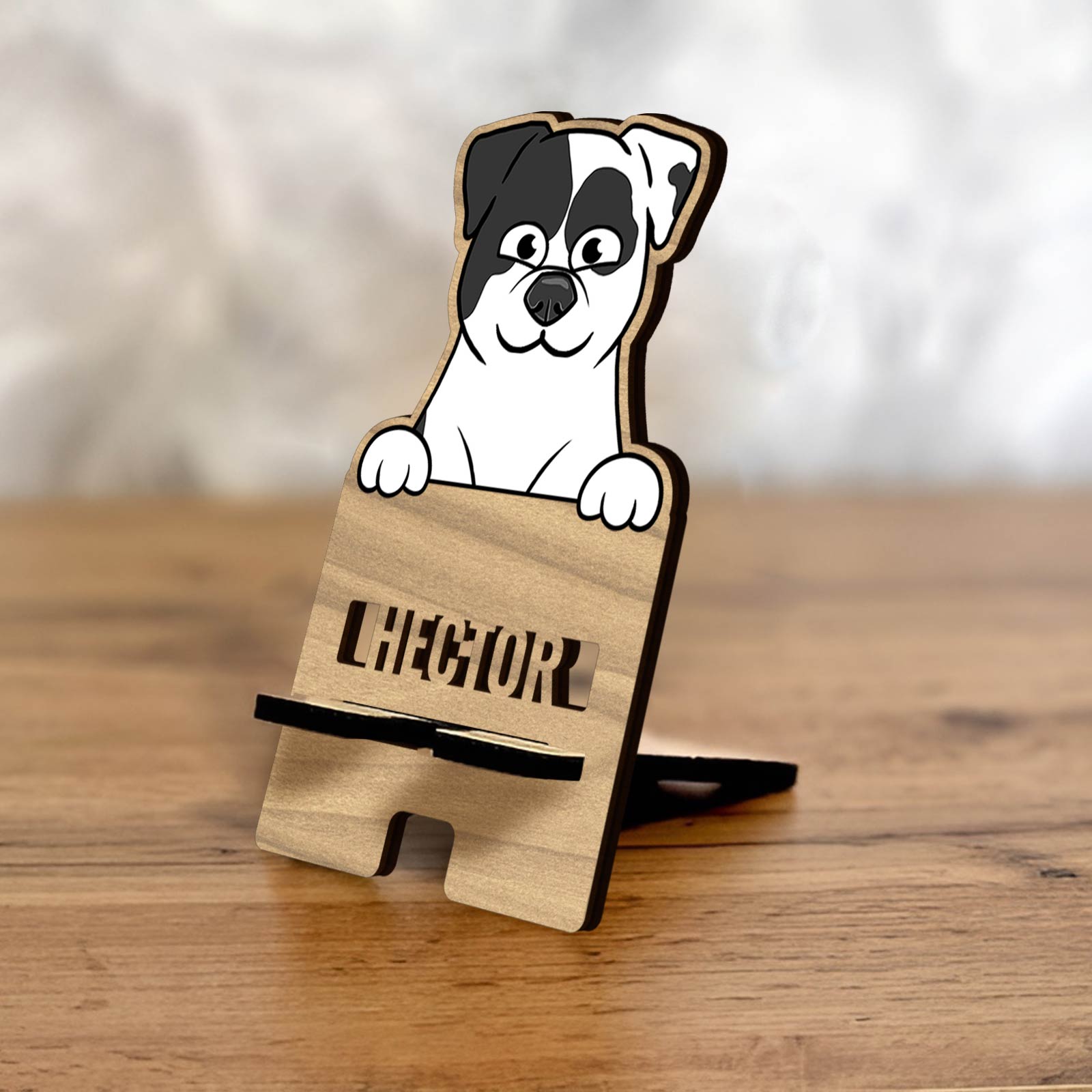 Pet Lover - Paws Up! - Personalized Wooden Phone Holder