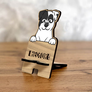 Pet Lover - Paws Up! - Personalized Wooden Phone Holder
