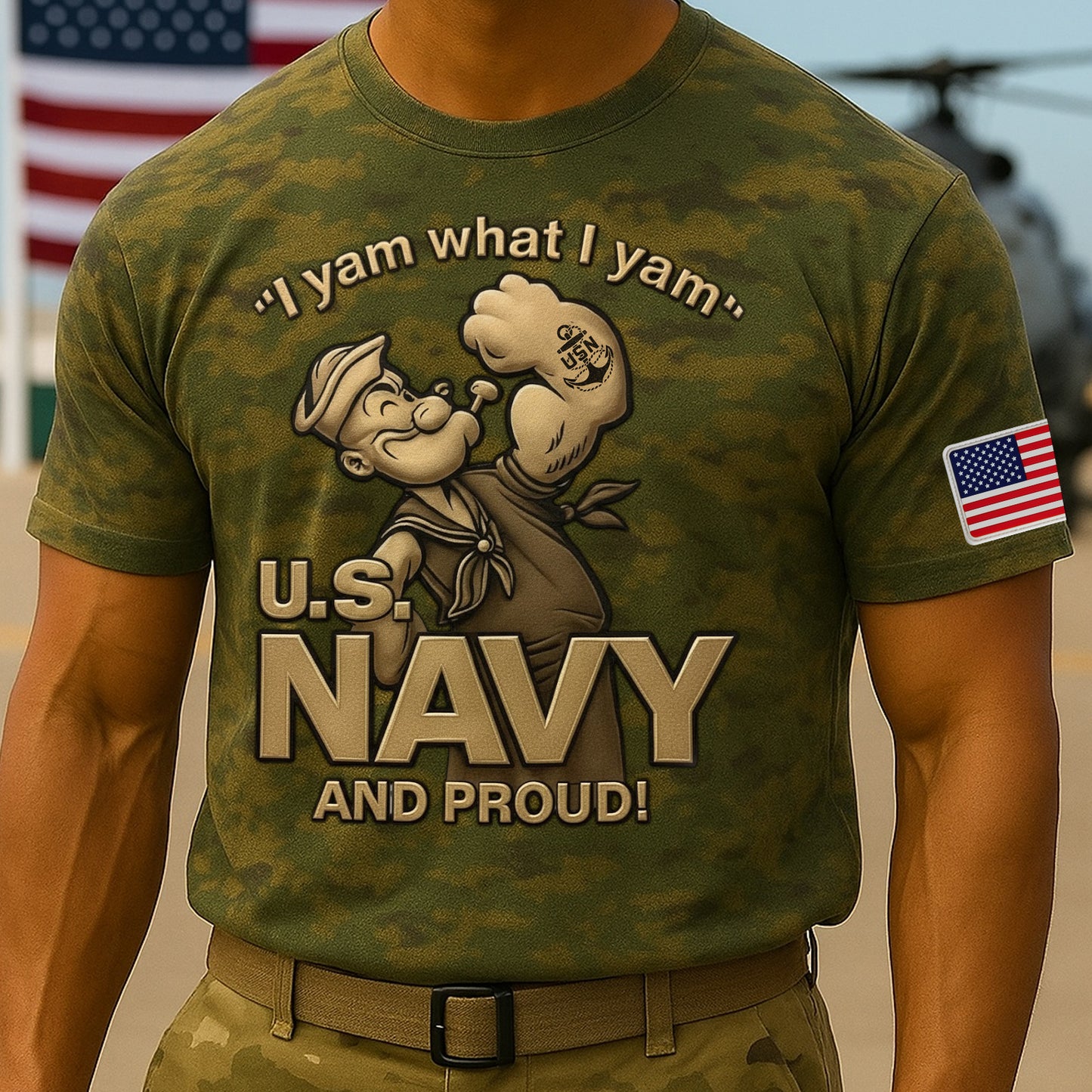 U.S. Navy And Proud Popeye Military Camo Shirt – Patriotic Navy Veteran