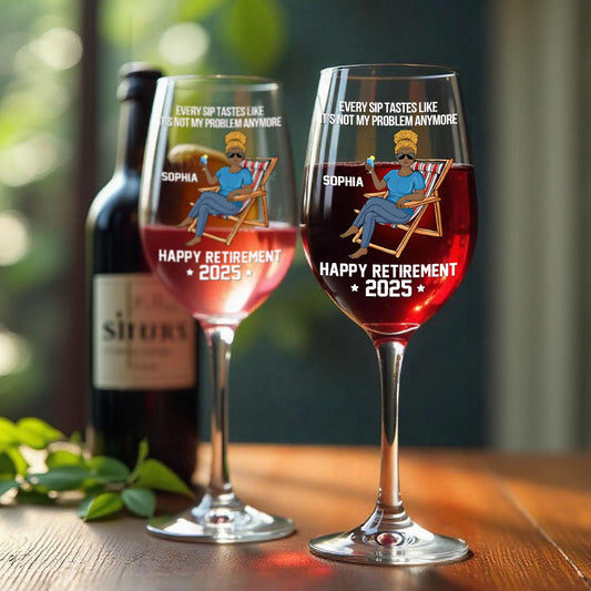Happy Retirement - Personalized Red Wine Glass