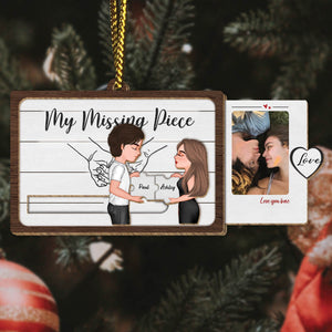 Couple - My Missing Piece - Personalized Custom Photo Wooden Slider Card