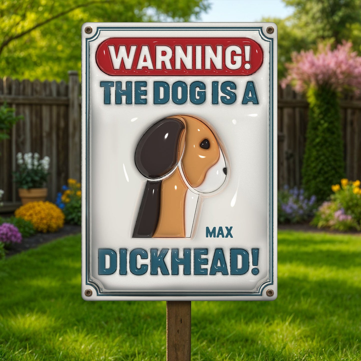 Pet Lovers - Warning - Personalized Inflate Classic Metal Sign