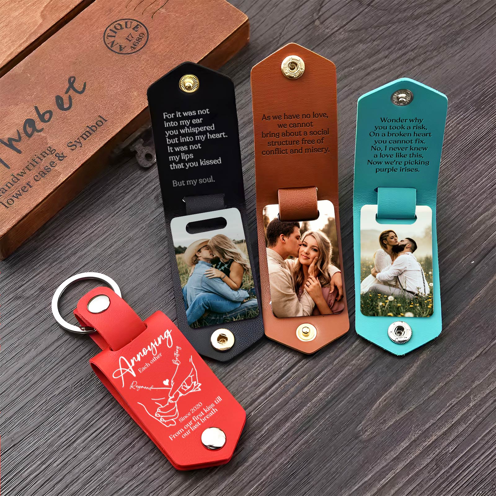Couple - Annoying Each Other - Personalized Leather Photo Keychain
