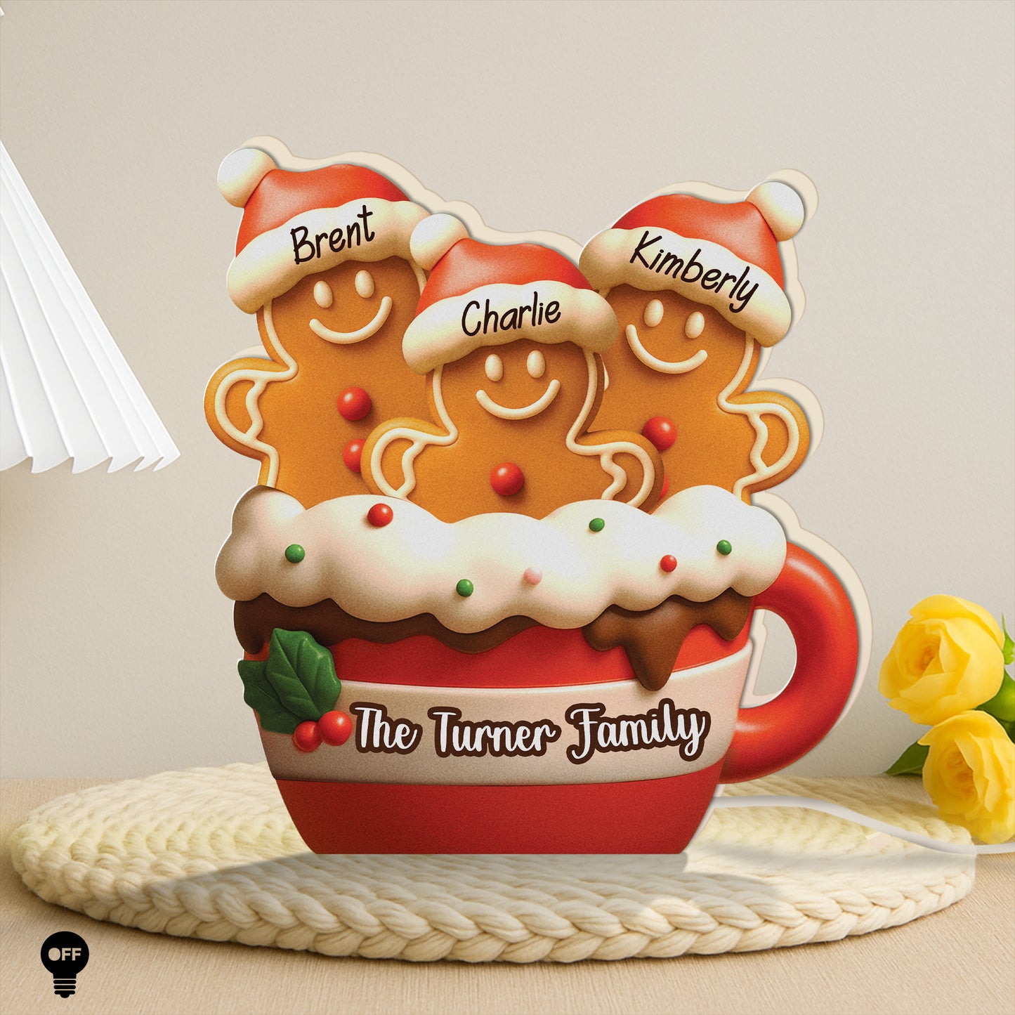 Personalized Gingerbread Christmas Light Box - Cute Holiday Decor For Family