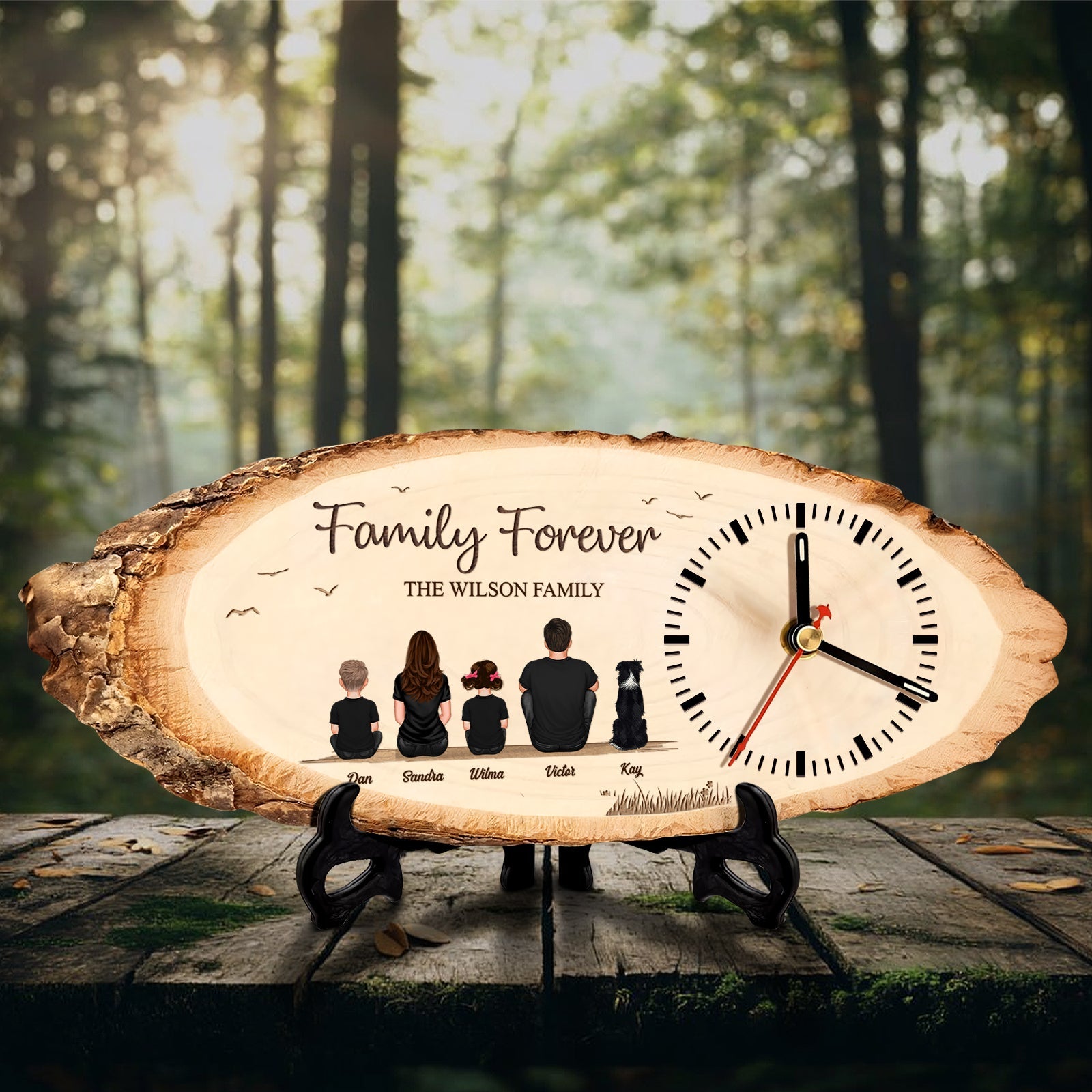 Family Forever - Personalized Wooden Clock