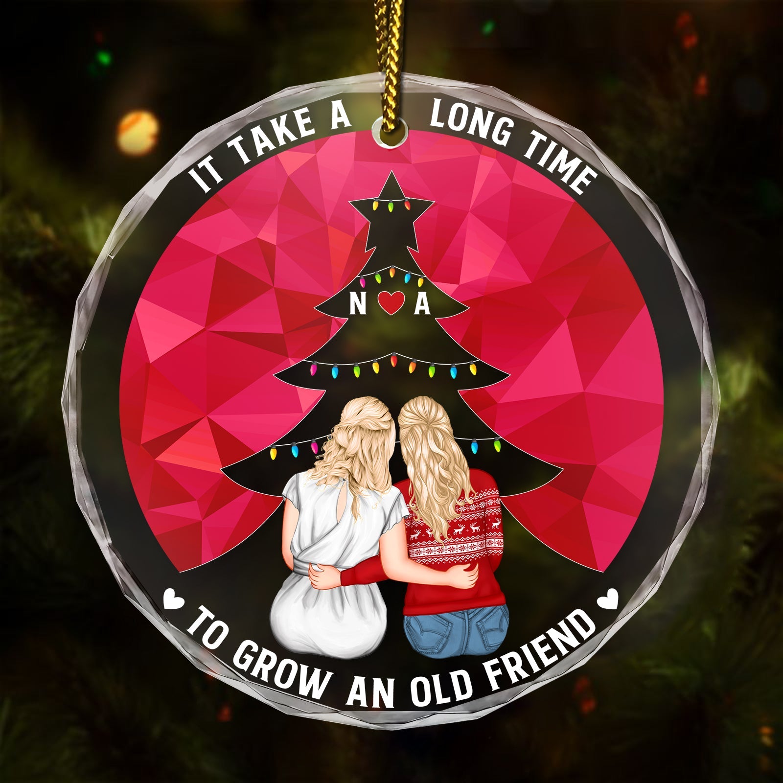 Family - To Grow An Old Friend - Personalized Circle Glass Ornament