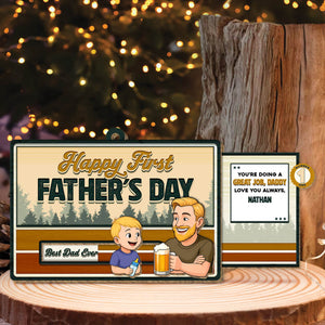 Father - Best Dad Ever - Personalized Wooden Slider Card