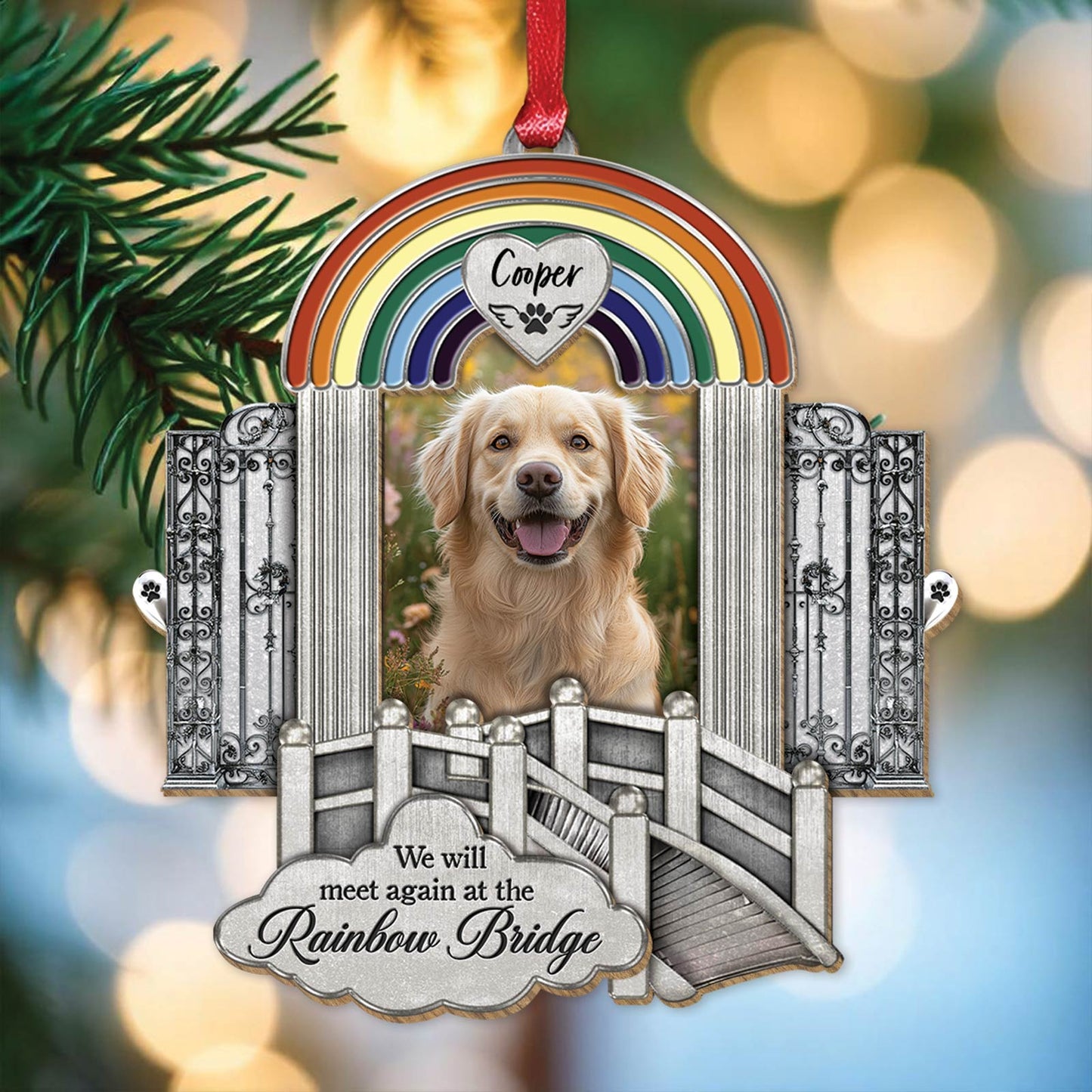 Pet Lover - Pet Memorial Rainbow Bridge - Personalized Wooden Slider Card