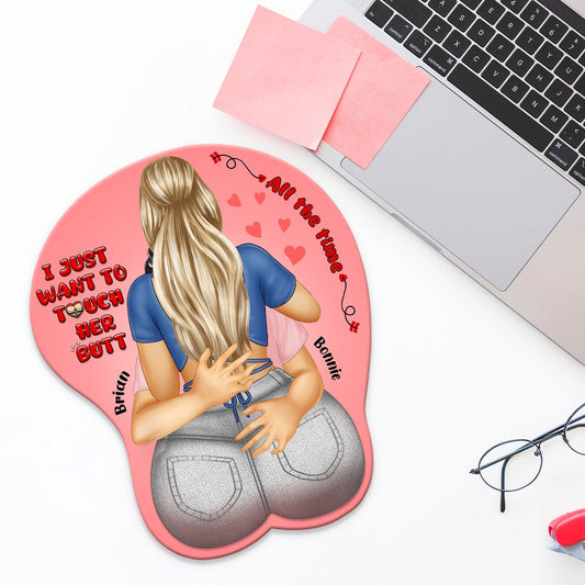 Couple - I Love Her Butt - Personalized 3D Mouse Pad