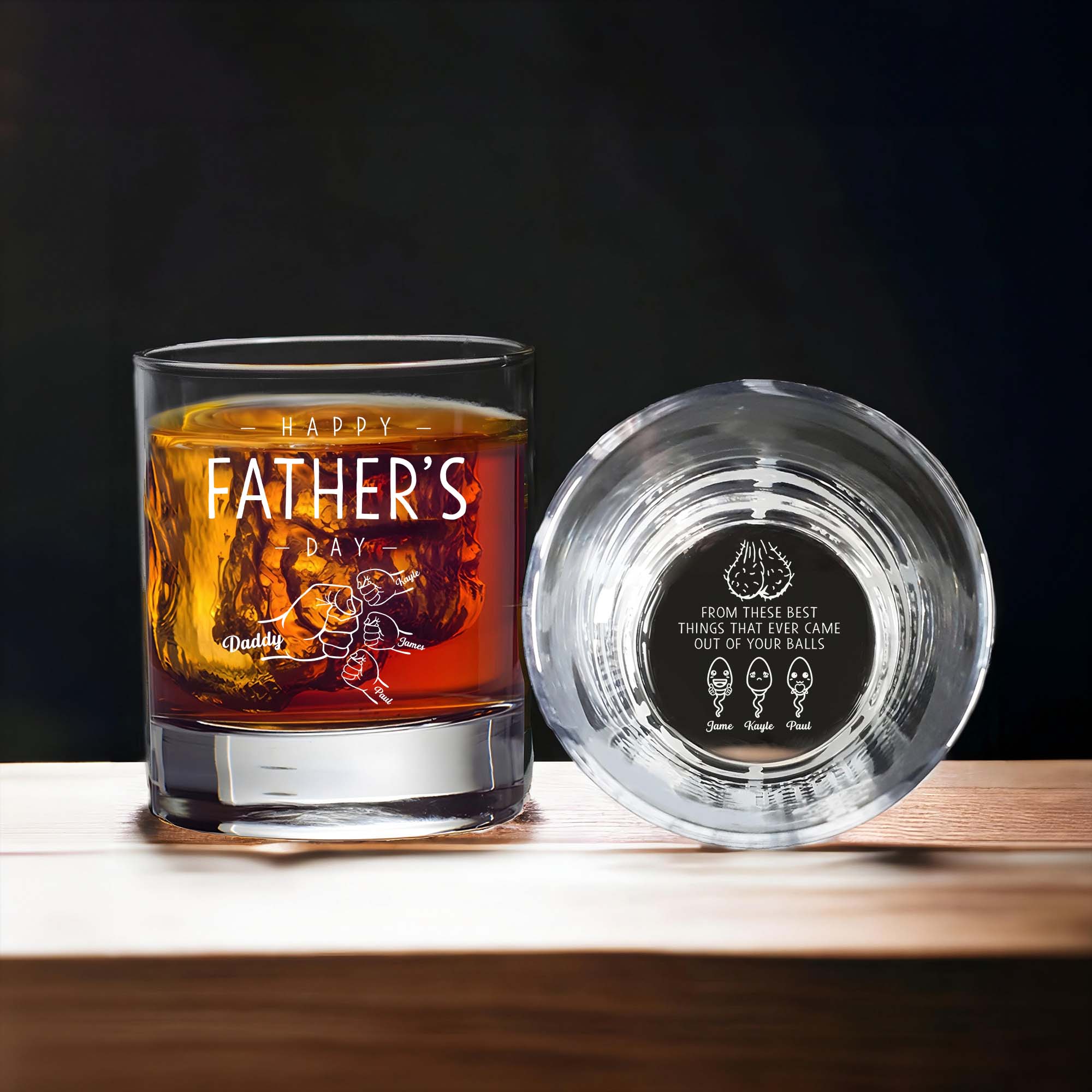 Family - Happy Father's Day - Personalized Whisky Glass