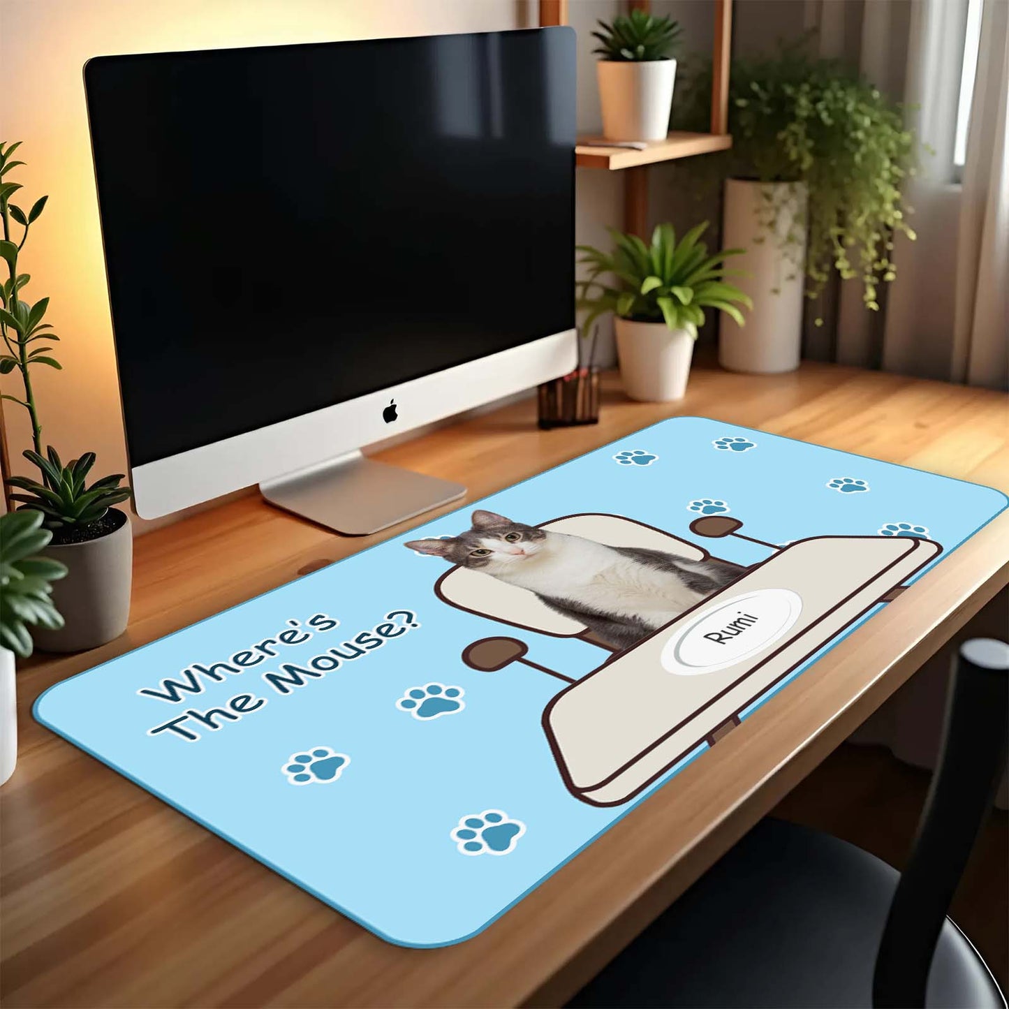 Pet Lover - Waiting For The Mouse - Personalized Mouse Pad
