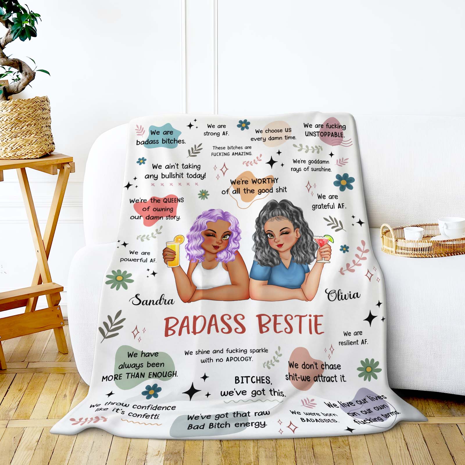Besties - Badass Bestie - Personalized Blanket