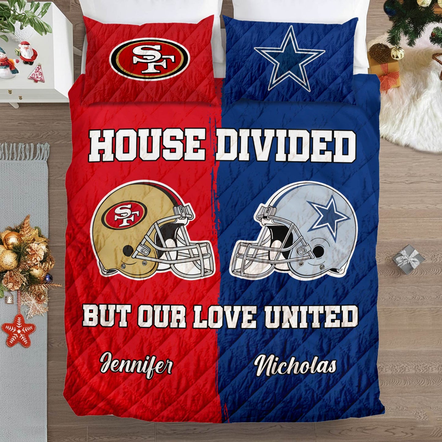 House Divided But Our Love United – Personalized Couple Quilt Bedding Set