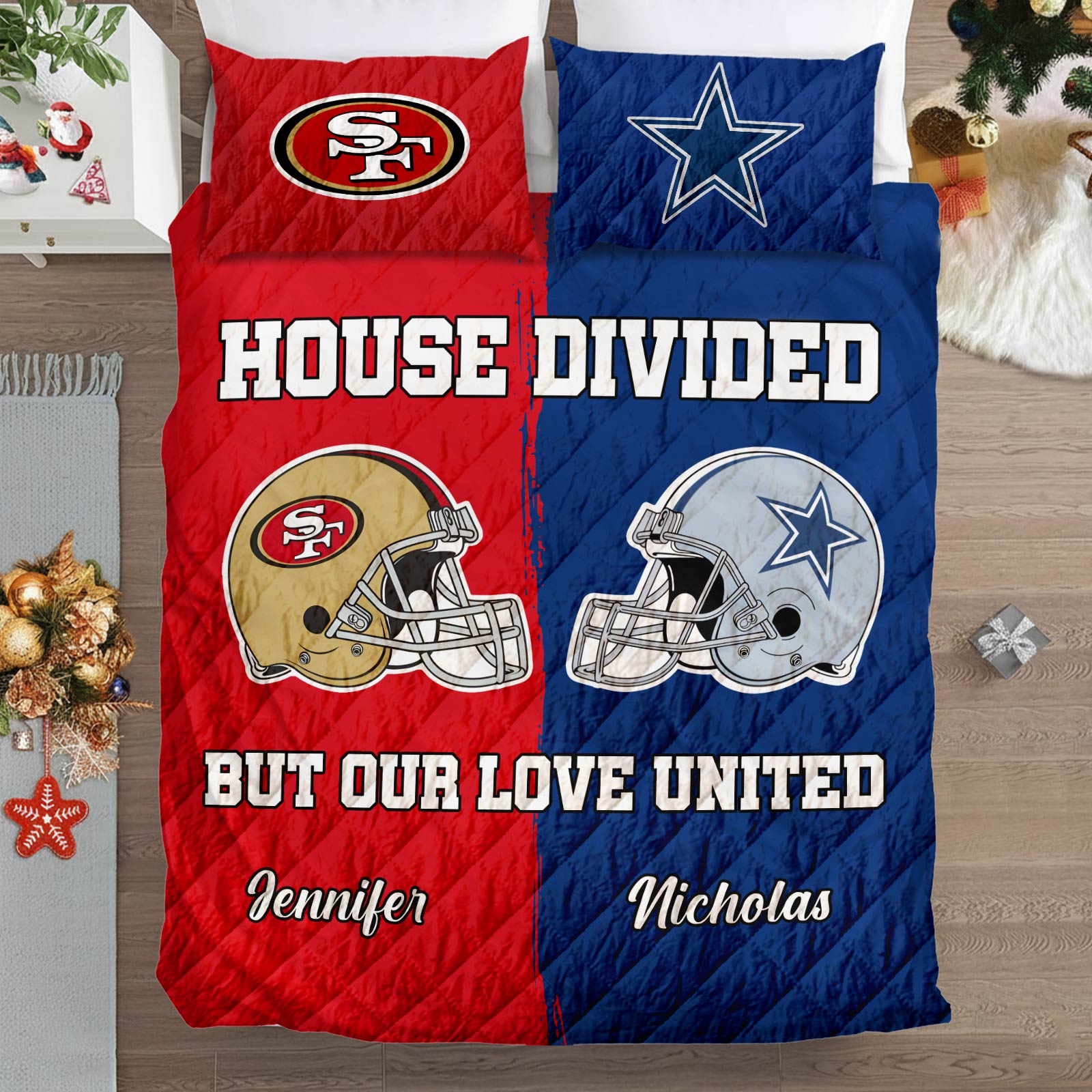 House Divided But Our Love United – Personalized Couple Quilt Bedding Set