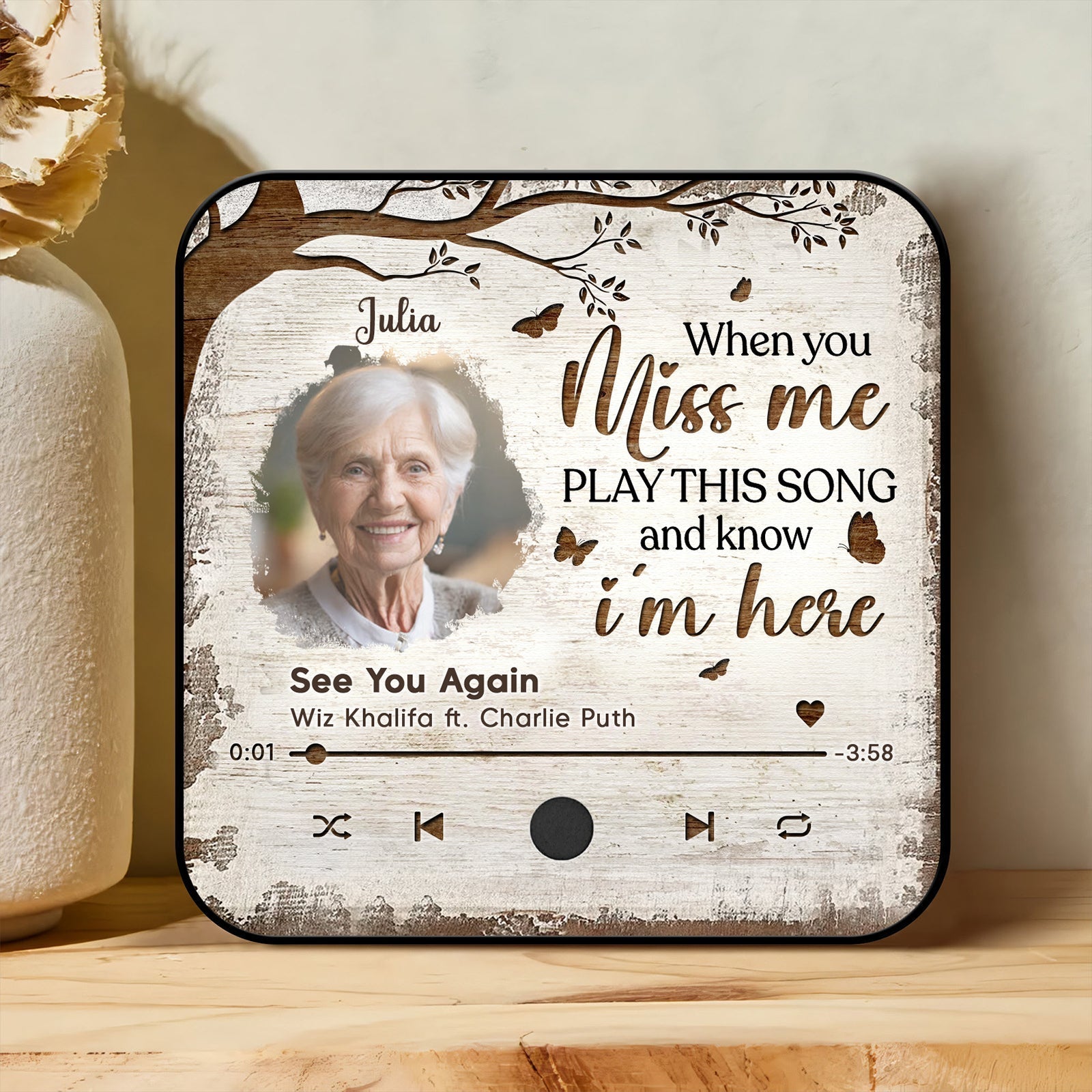 Family - When You Miss Me, Play This Song And Know I'm Here - Personalized Music Refrigerator Magnet