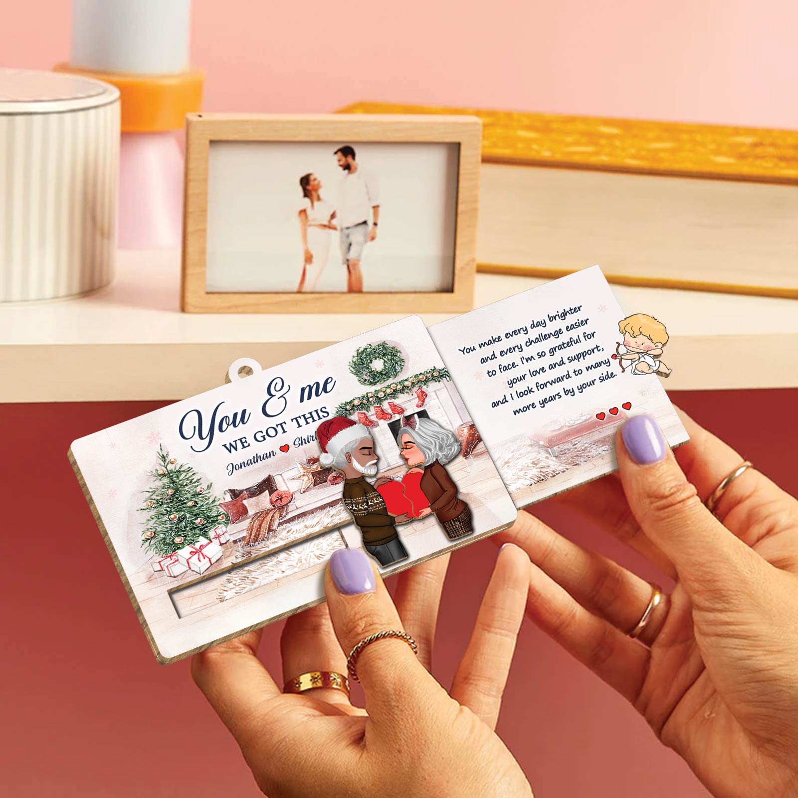 Couple - You & Me We Got This - Personalized Wooden Slider Card
