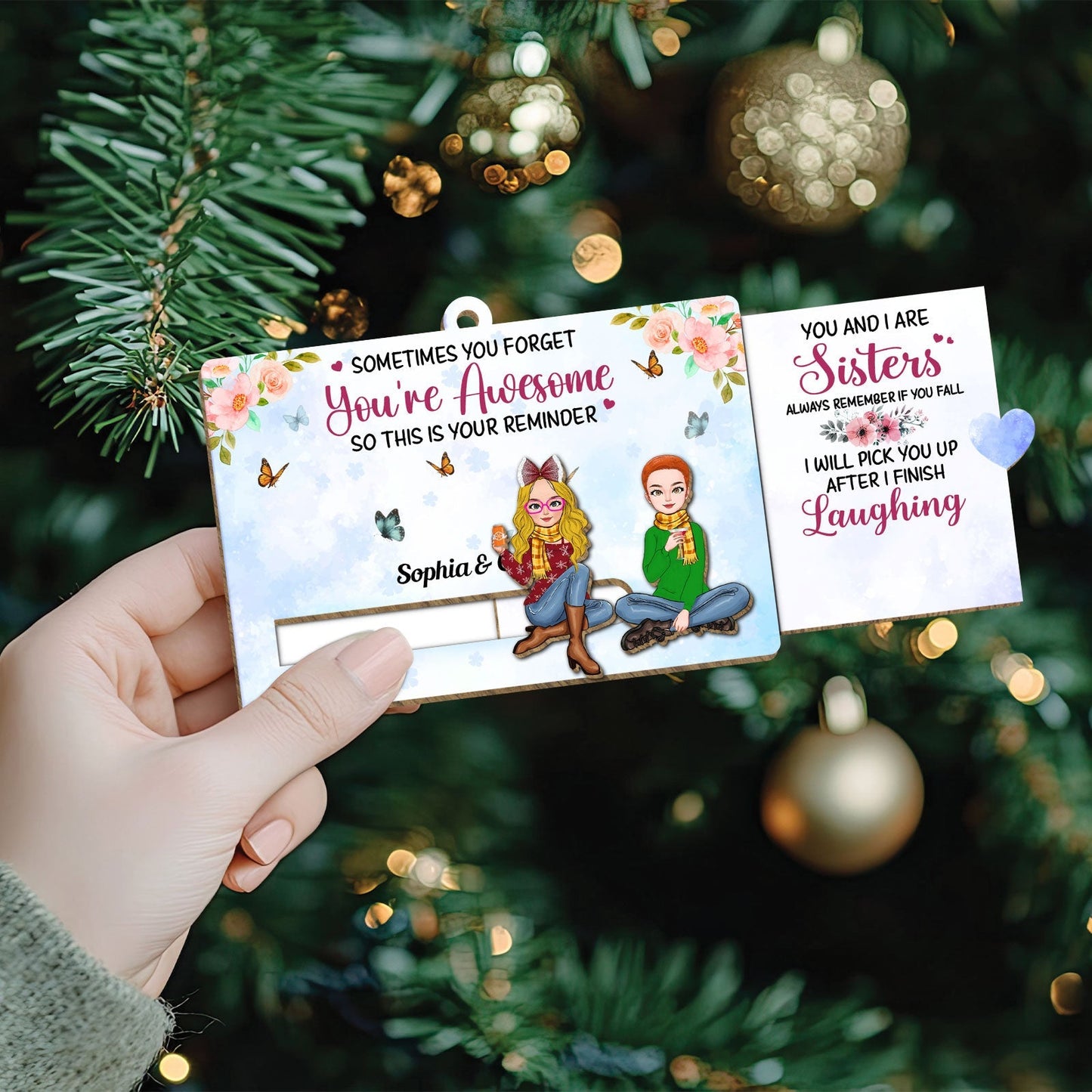 Besties - Life Is Better With My Sister - Personalized Wooden Slider Card