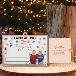 Besties - I Wish We Lived Closer - Personalized Wooden Slider Card