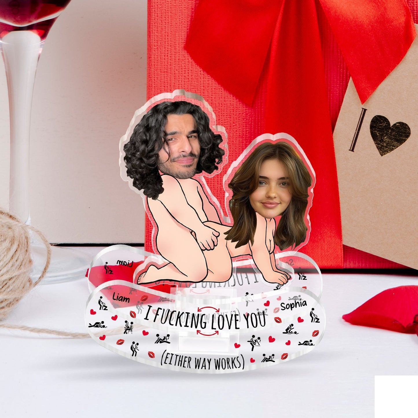 Couple - I F**king Love You - Personalized Custom Photo Shaking Head Standee