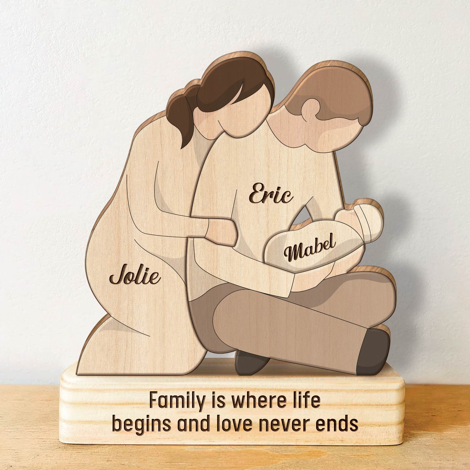 Family - Love Makes A Family, And Family Makes A Home - Personalized Wooden Puzzle