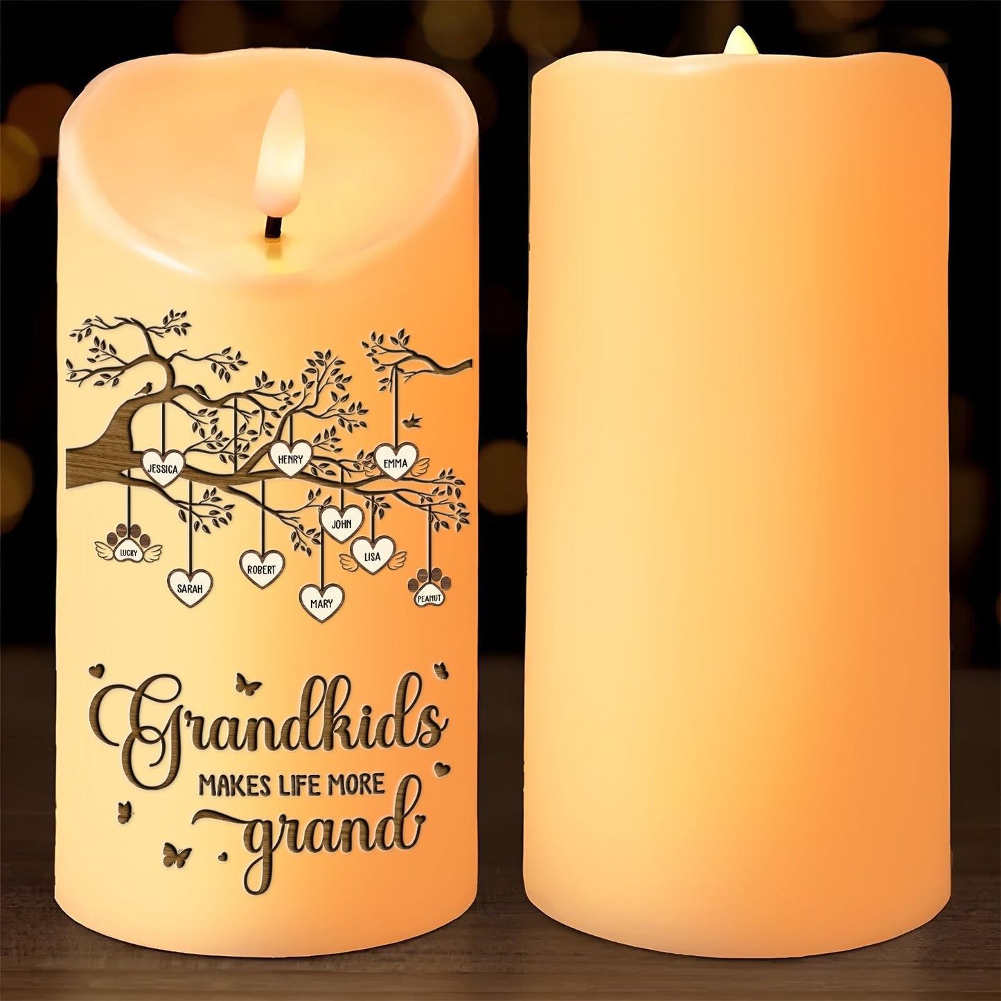 Family - Grandkids Makes Life More Grand - Personalized LED Candle