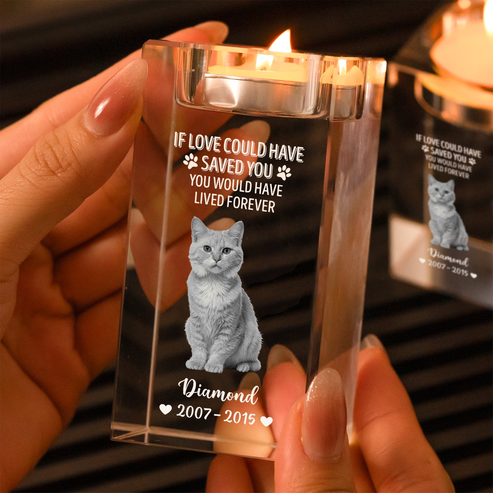 Pet Lover - Once By My Side, Forever In My Heart - Personalized Crystal Candle Holder
