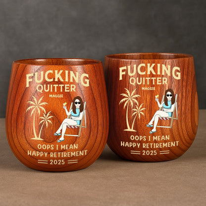 Retirement - Personalized Wooden Bourbon Drinking Glass