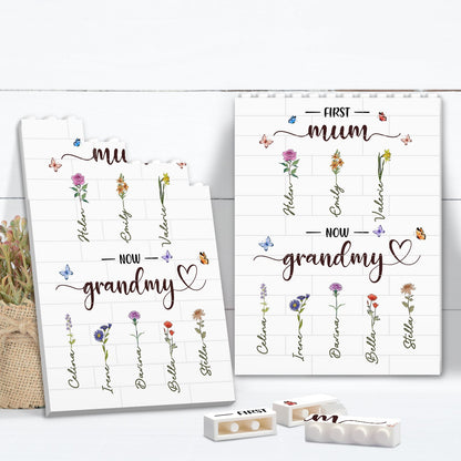Family - First Mum Now Grammy - Personalized Flower Jigsaw Puzzles