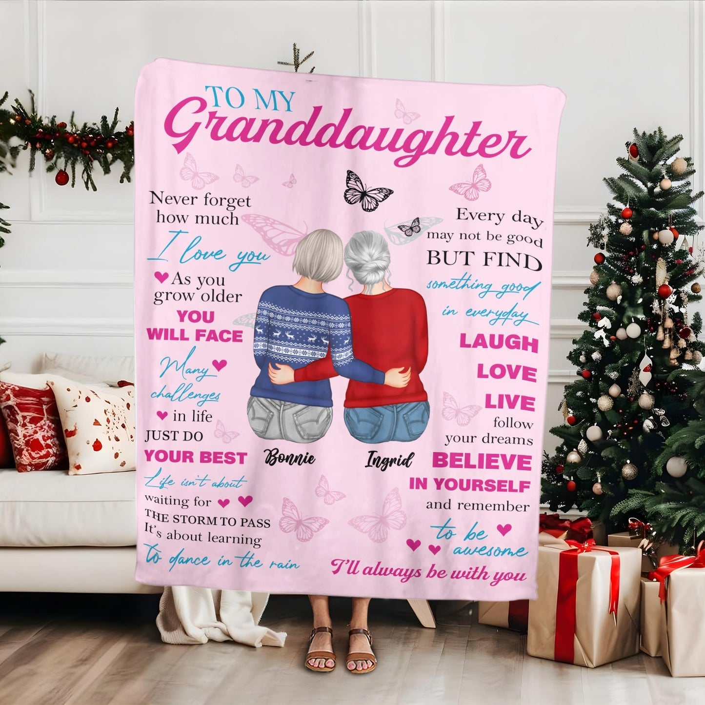 Family - To My Granddaughter - Personalized Blanket