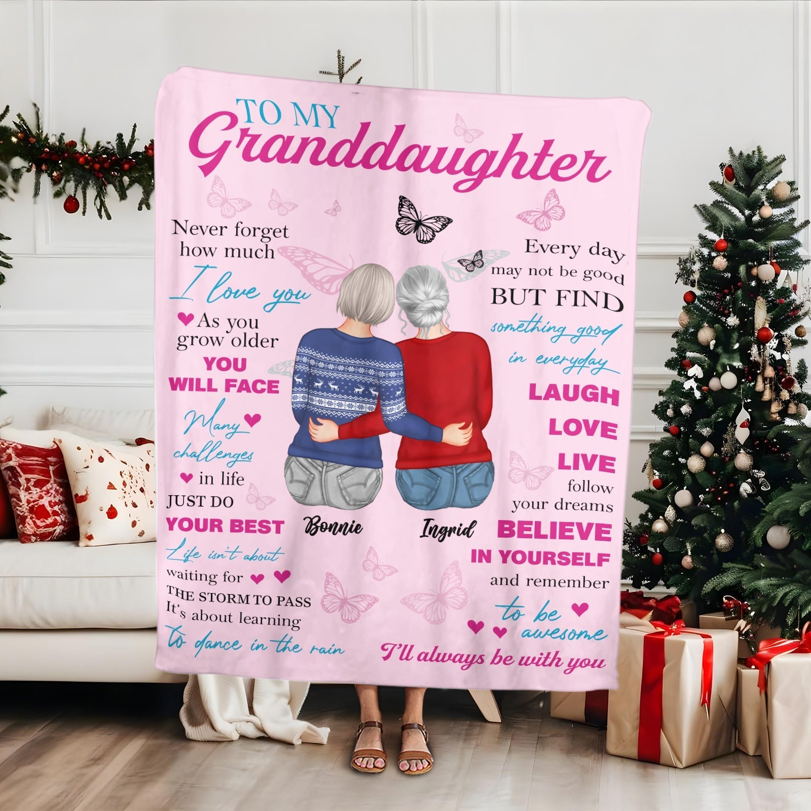 Family - To My Granddaughter - Personalized Blanket