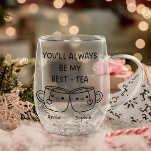 Bestie - Best Tea - Personalized Double Walled Glass Cup