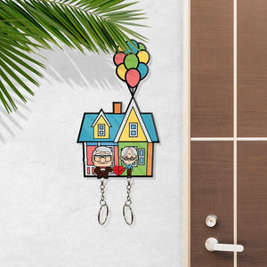 Couple - Cute Cartoon Couple - Personalized Key Hanger And Keychain