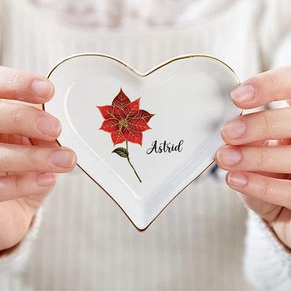 Flower - Personalized Heart-Shaped Jewelry Dish