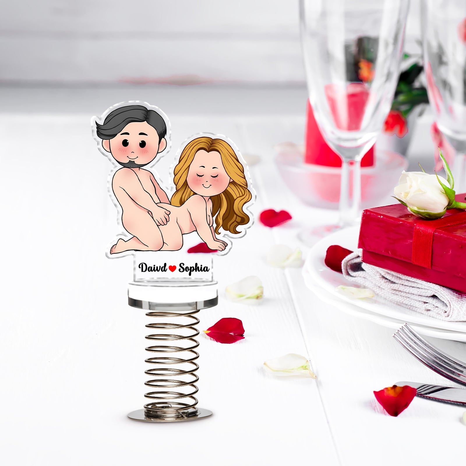 Couple - Love In A Spring - Personalized Shaker Acrylic Standee