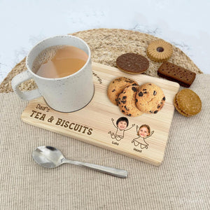 Family - Grandpa's Tea & Biscuits - Personalized Wooden Drink Tray