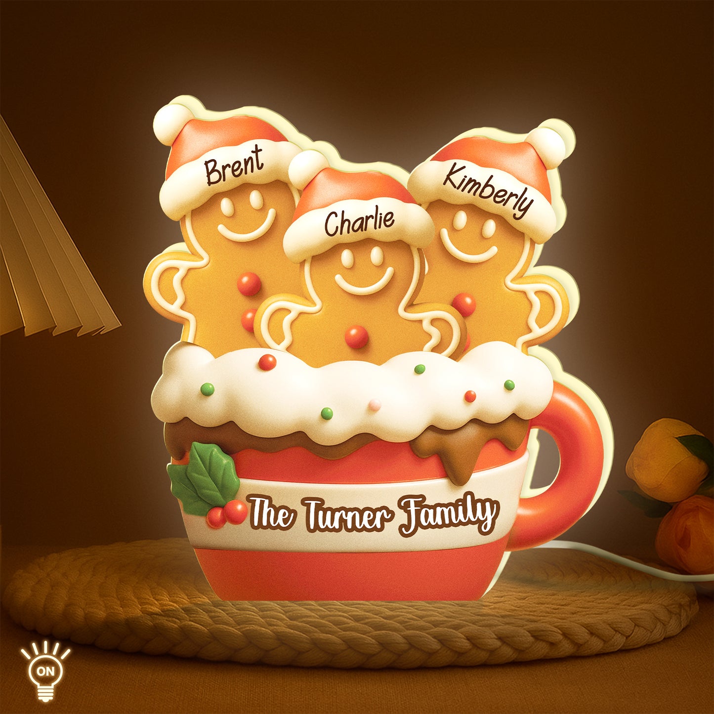 Personalized Gingerbread Christmas Light Box - Cute Holiday Decor For Family