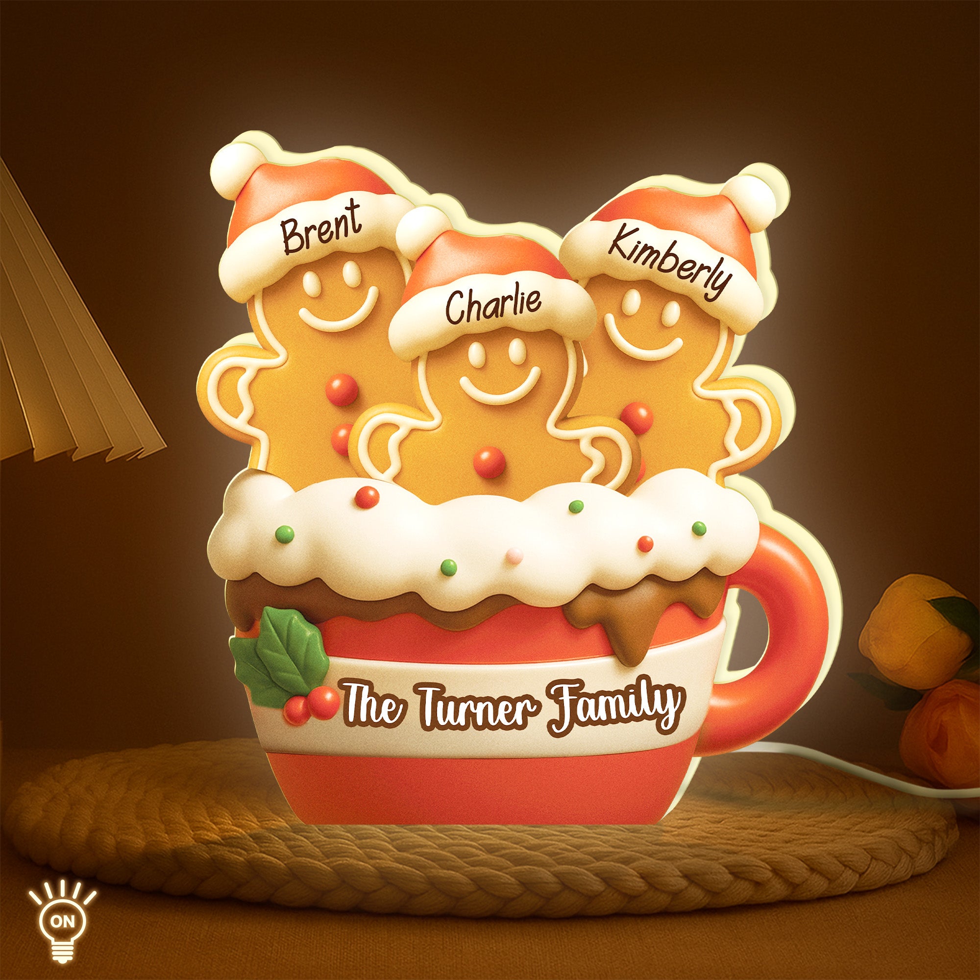 Personalized Gingerbread Christmas Light Box - Cute Holiday Decor For Family