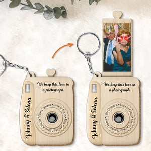 Couple - We Keep This Love In Photograph - Personalized Photo Wooden Slider Keychain