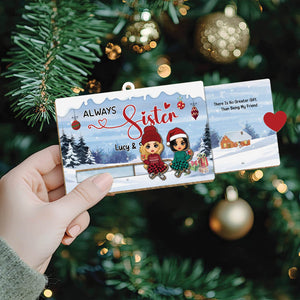 Besties - Always Sister - Personalized Wooden Slider Card Ornament