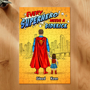 Father - Every Superhero Needs A Sidekick - Personalized Jigsaw Puzzles