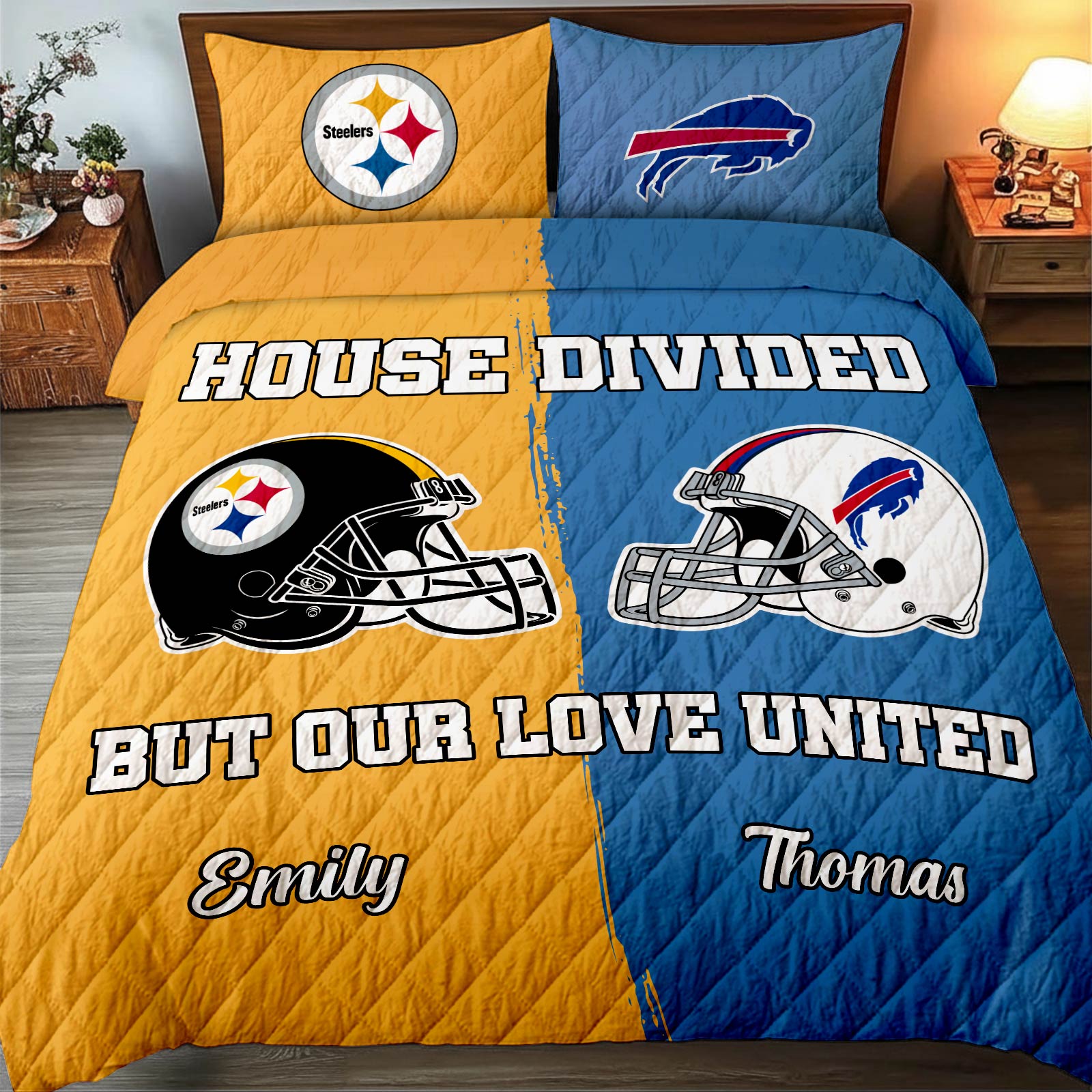 House Divided But Our Love United – Personalized Couple Quilt Bedding Set