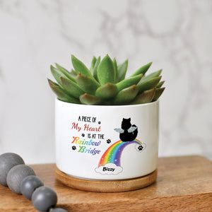 Pet Lover - A Piece Of My Heart Is At The Rainbow Bridge - Personalized Plant Pot