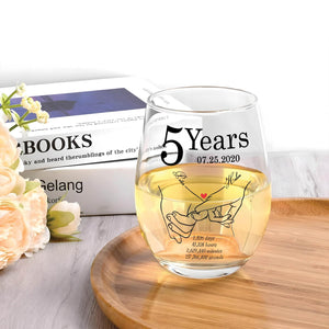 Couple - 1 Year - Personalized Anniversary Wine Glass