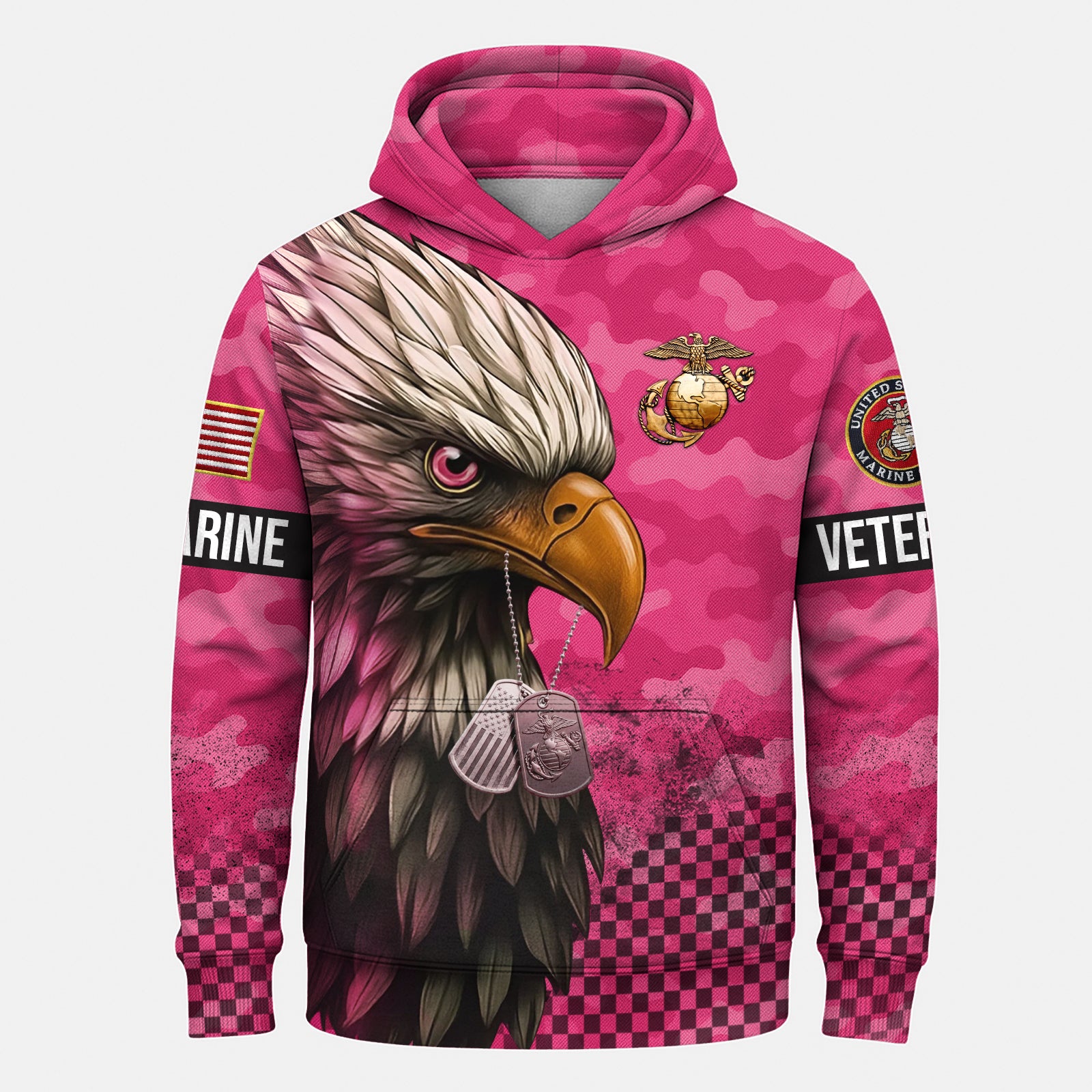 USMC Eagle Veteran Warrior Shirt - Full Print Camouflage