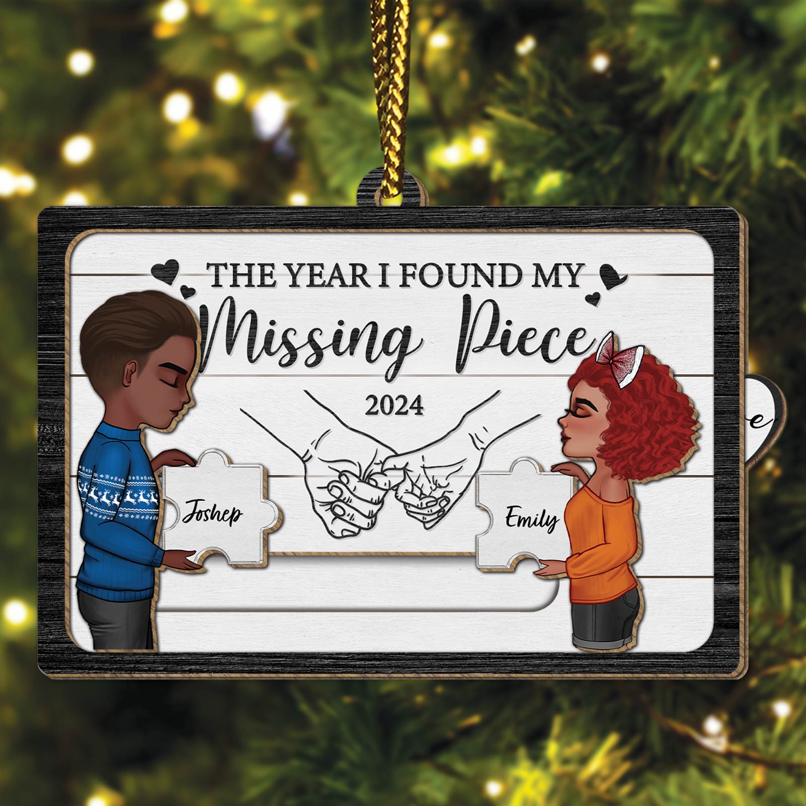 Couple - My Missing Piece - Personalized Wooden Slider Card