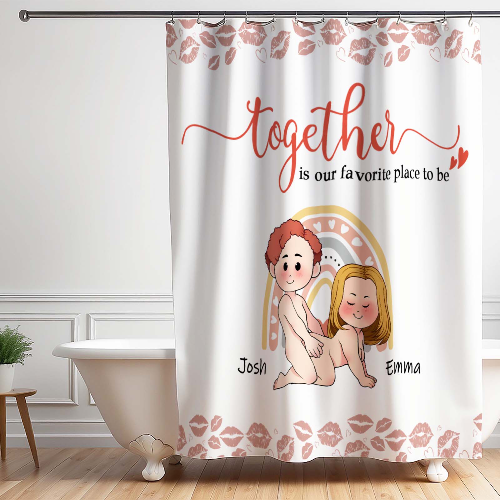 Couple - Together Is Our Favorite Place To Be - Personalized Bathroom Curtain & Mats Set