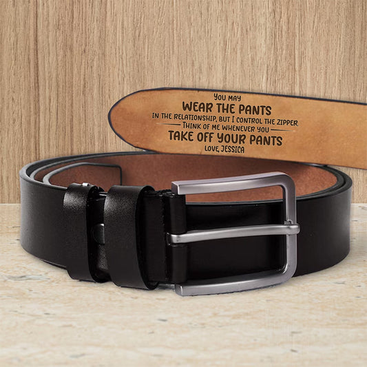 Couple - You Wear the Pants, I Own the Zipper - Personalized Leather Belt