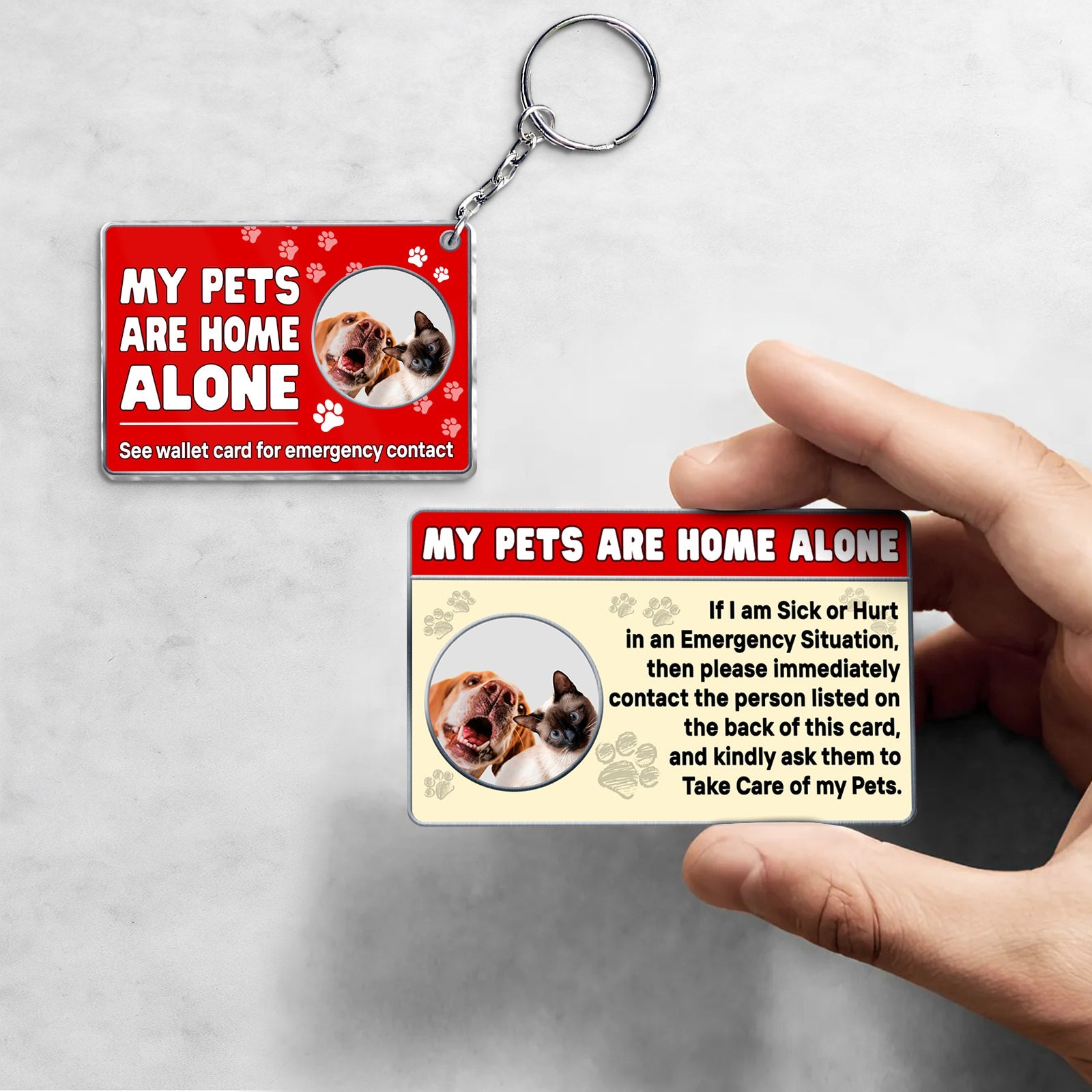 Pet Lover - Emergency Contact - Personalized Acrylic Keychain And Wallet Card