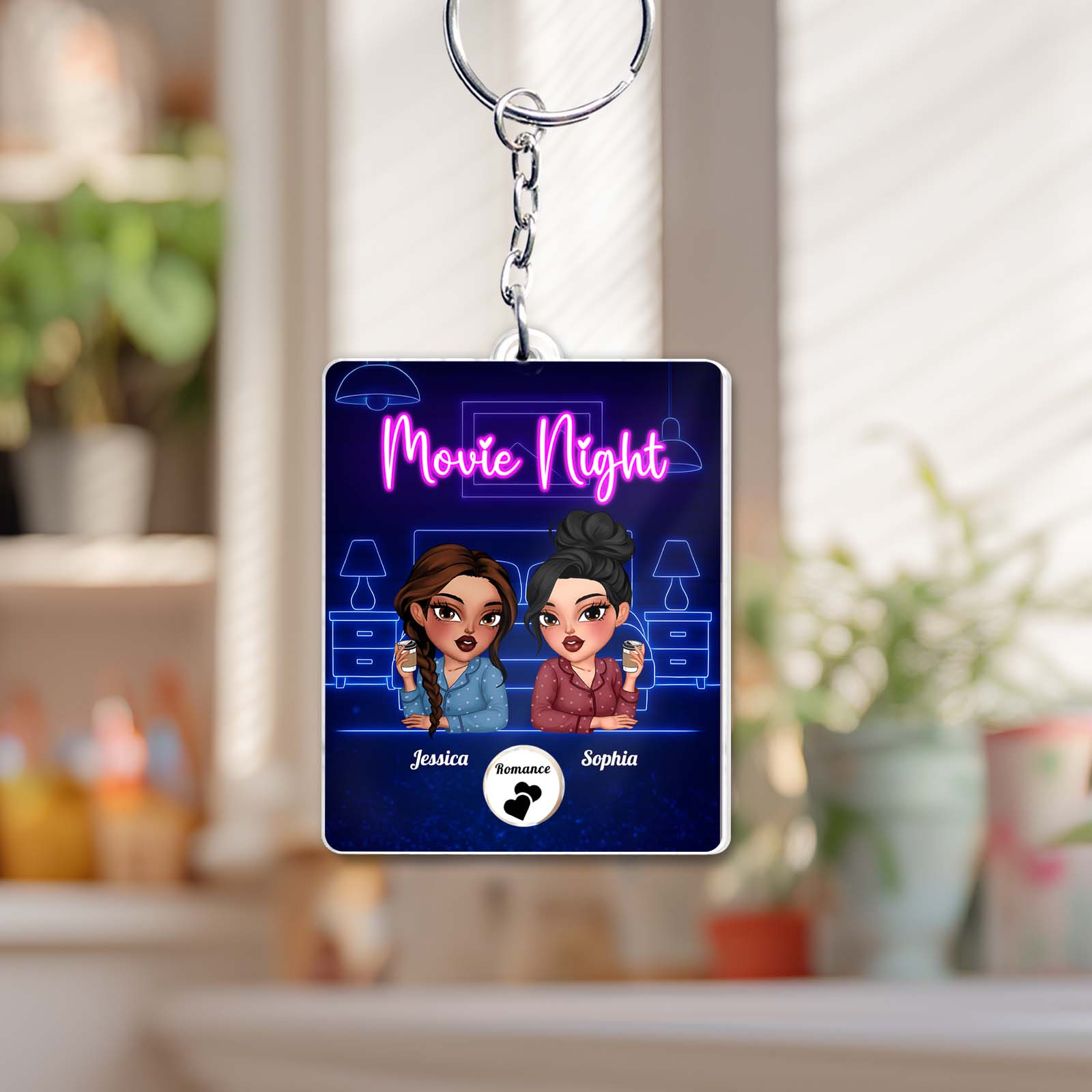 Bestie - Girl's Night Food/Movie Random's Choice - Personalized Shaking Keychain