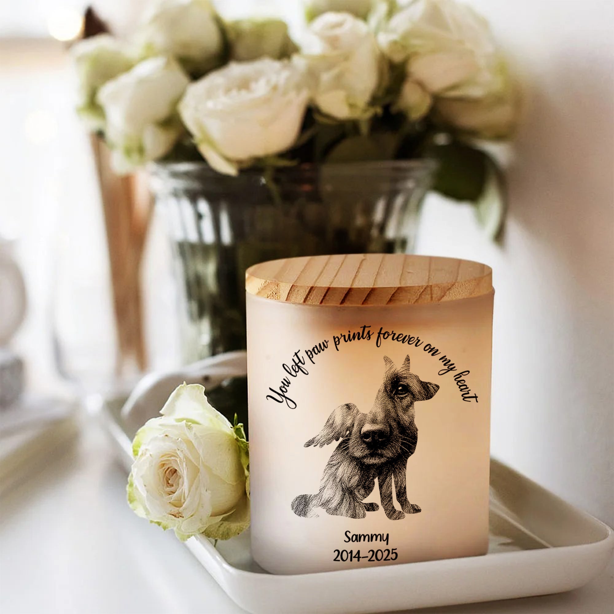 Memorial Gift for Pet Lover - Personalized Candle Jar with LED